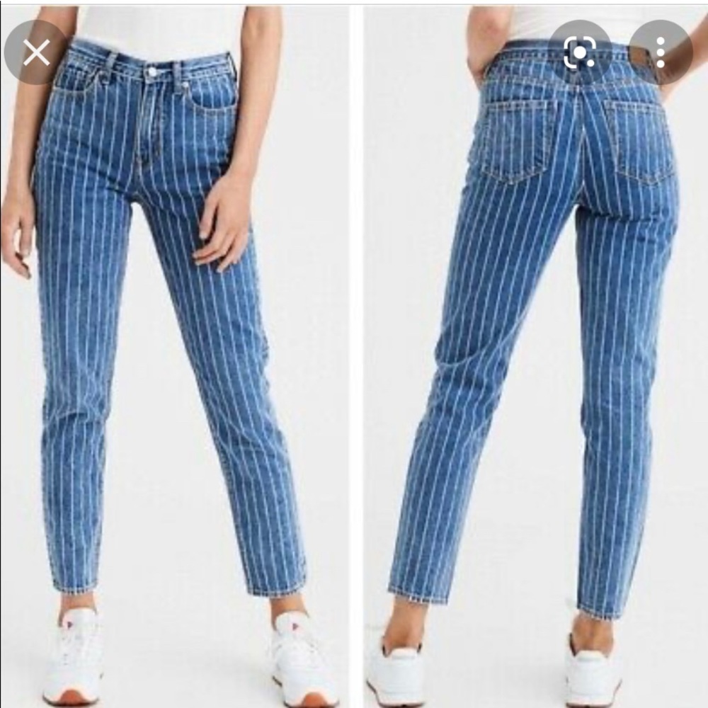 American Eagle Outfitters Blue Striped High Rise Jeans